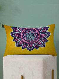 STITCHNEST Pack Of 2 Yellow Ethnic Motifs Printed Rectangle Cushion Cover