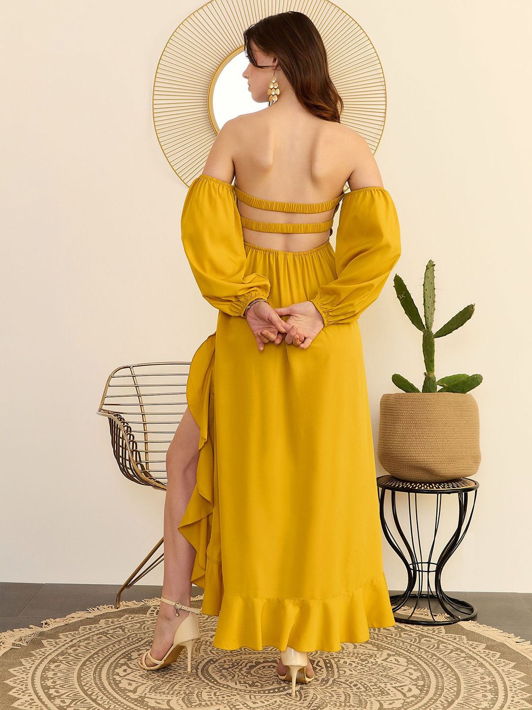 Berrylush Off-Shoulder A-Line Midi Dress