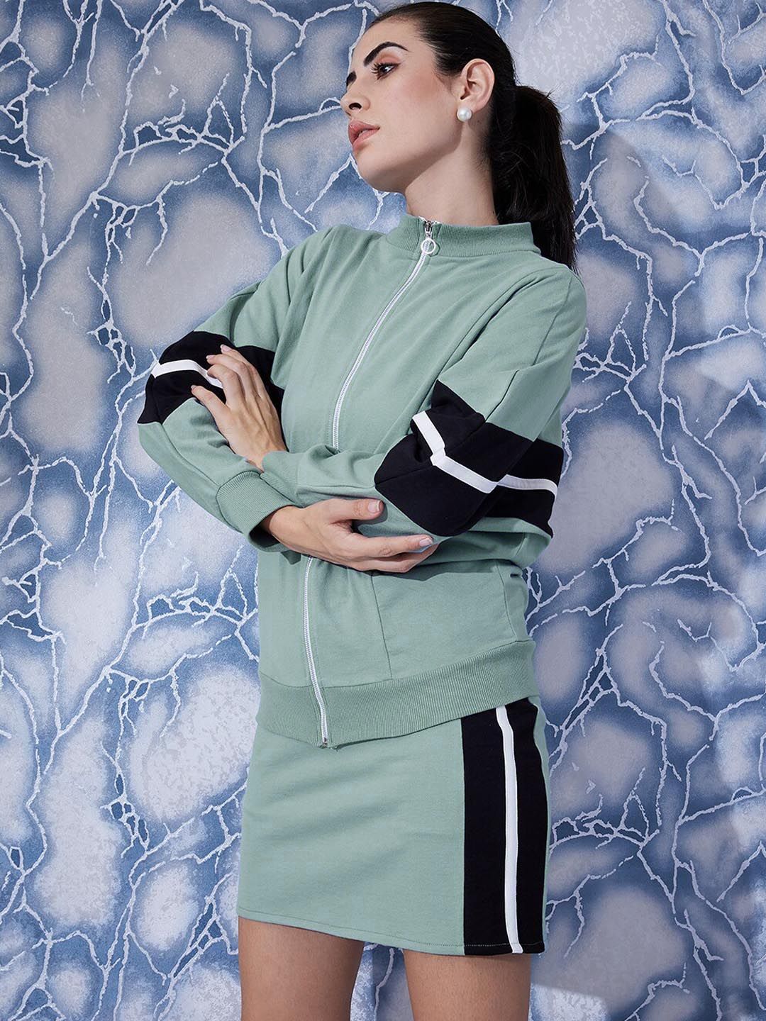 Athena Colourblocked Sweatshirt With Straight Skirt Co-Ords