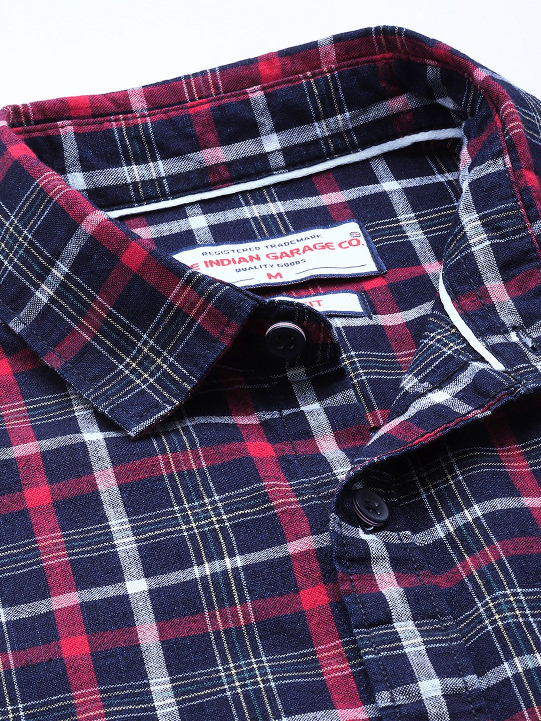 The Indian Garage Co Slim Fit Checked Pure Cotton Casual Shirt