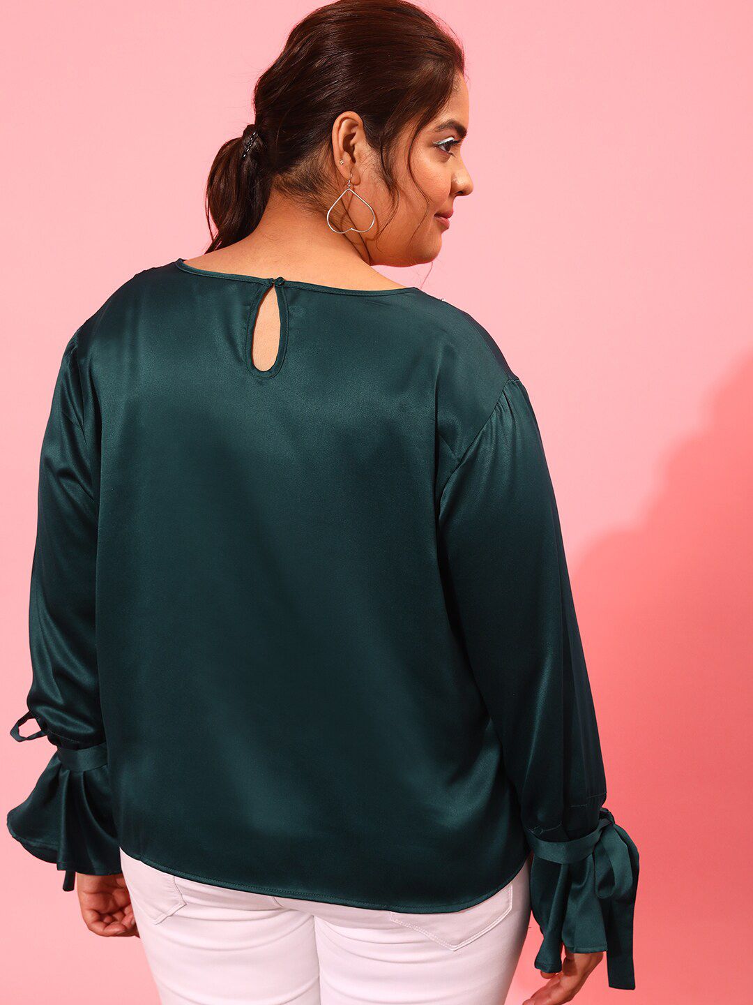 CURVY STREET Plus Size Embellished Round Neck Top