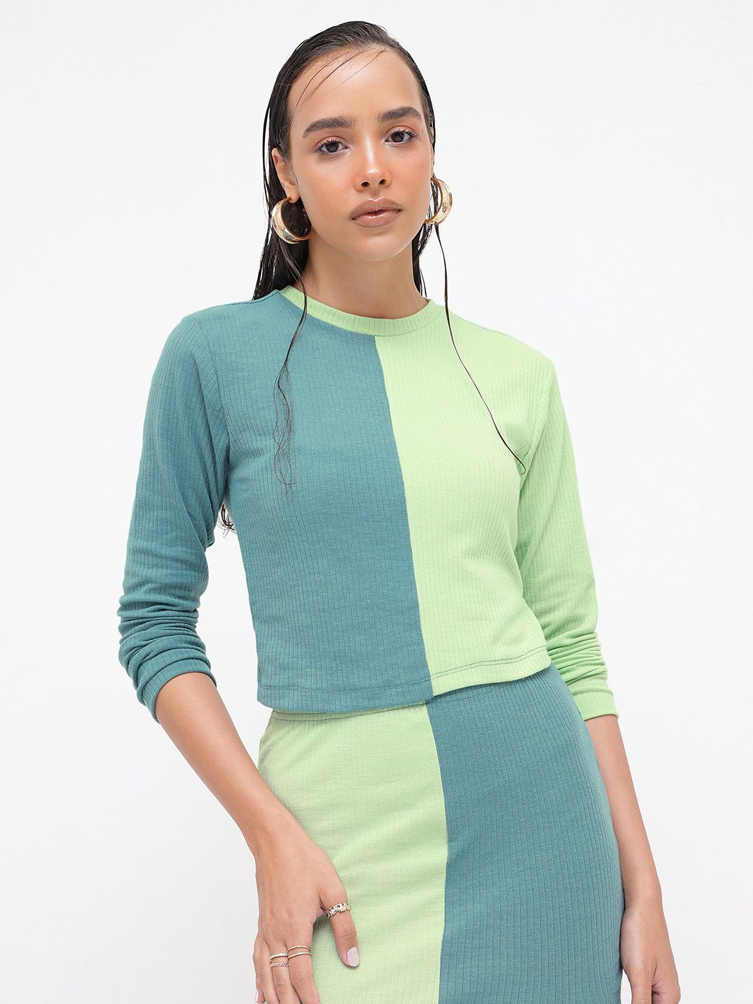 DressBerry Minimalist Mix Ribbed Top