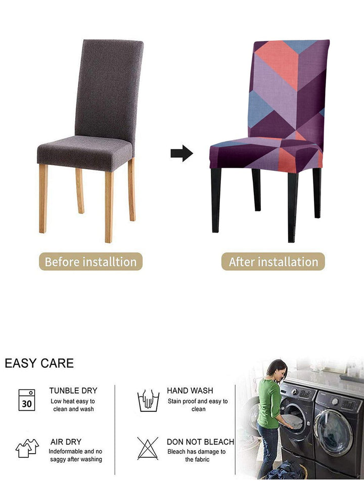 Cortina Purple & Blue 6-Pieces Geometric Printed Super Stretchable Chair Covers