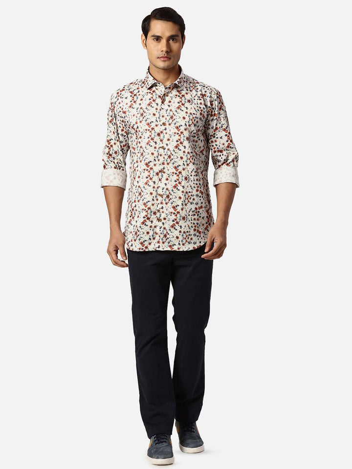 Park Avenue Abstract Printed Cotton Spread Collar Slim Fit Casual Shirt