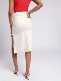 DressBerry Women Edgy Vibe Asymmetric Distressed A-Line Denim Skirt