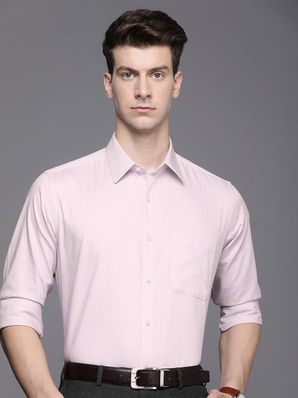 Raymond Self Design Checked Slim Fit Pure Cotton Formal Shirt