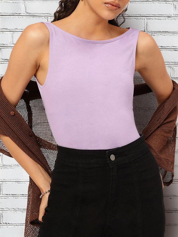 DressBerry Pastel Perfection Edgy Chic  Ribbed Boat Neck Top