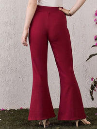Berrylush Women High-Rise Bootcut Trousers