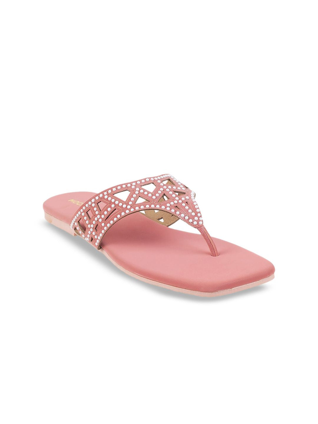 Mochi Embellished Open Toe Flats