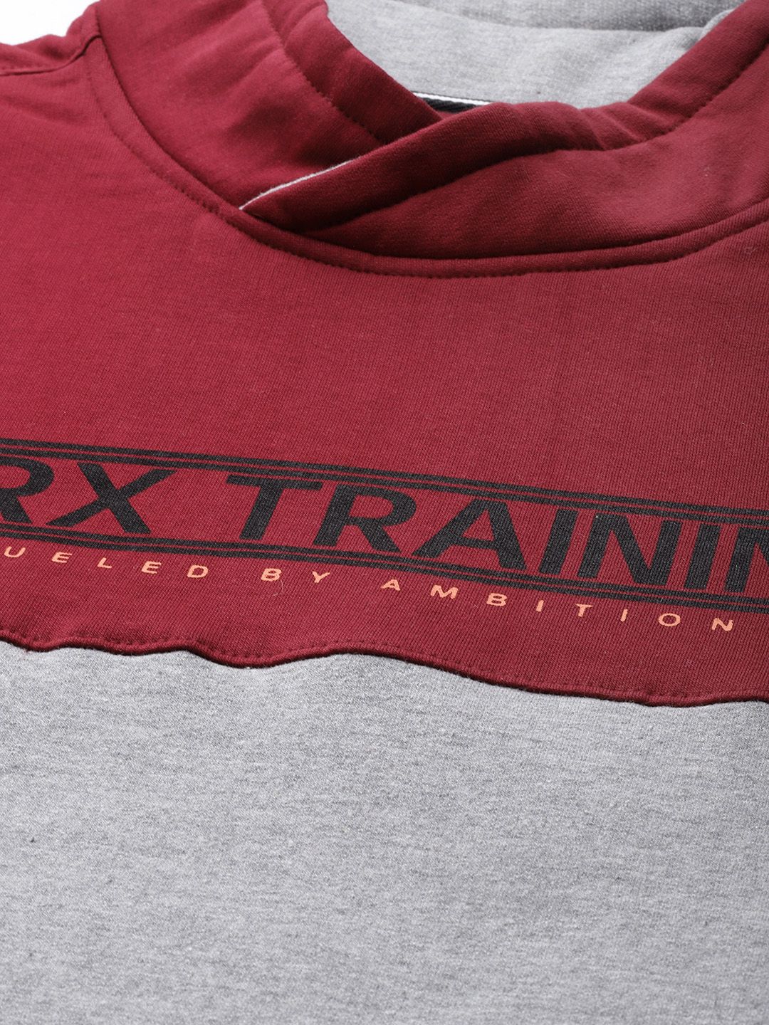 HRX by Hrithik Roshan Men Grey & Maroon Colourblocked Training Sweatshirt