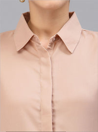 Style Quotient Women Nude-Coloured Solid Smart Casual Shirt