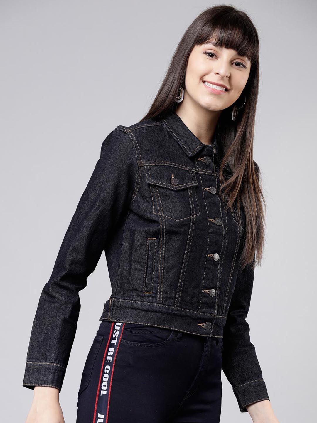 Tokyo Talkies Women Blue Solid Denim Jacket