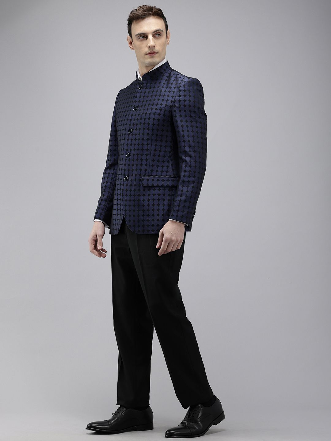 Park Avenue Self Design Mandarin Collar Regular Fit 2 Piece Party Suit