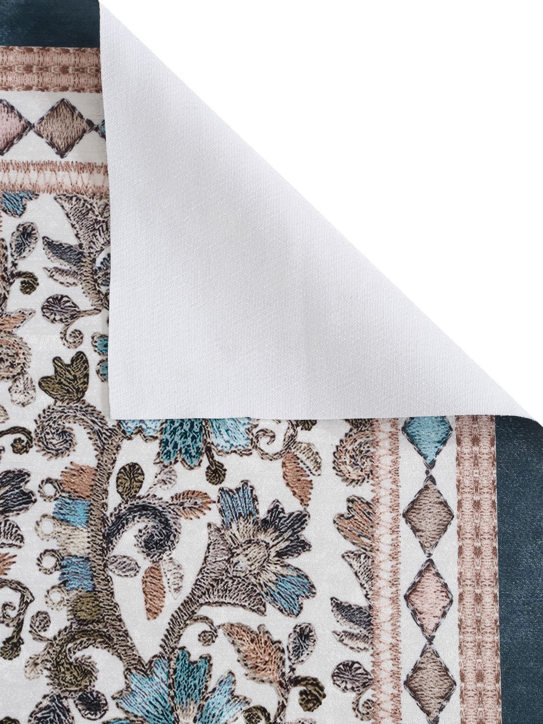 HOSTA HOMES White & Grey Floral Printed Velvet Table Runner