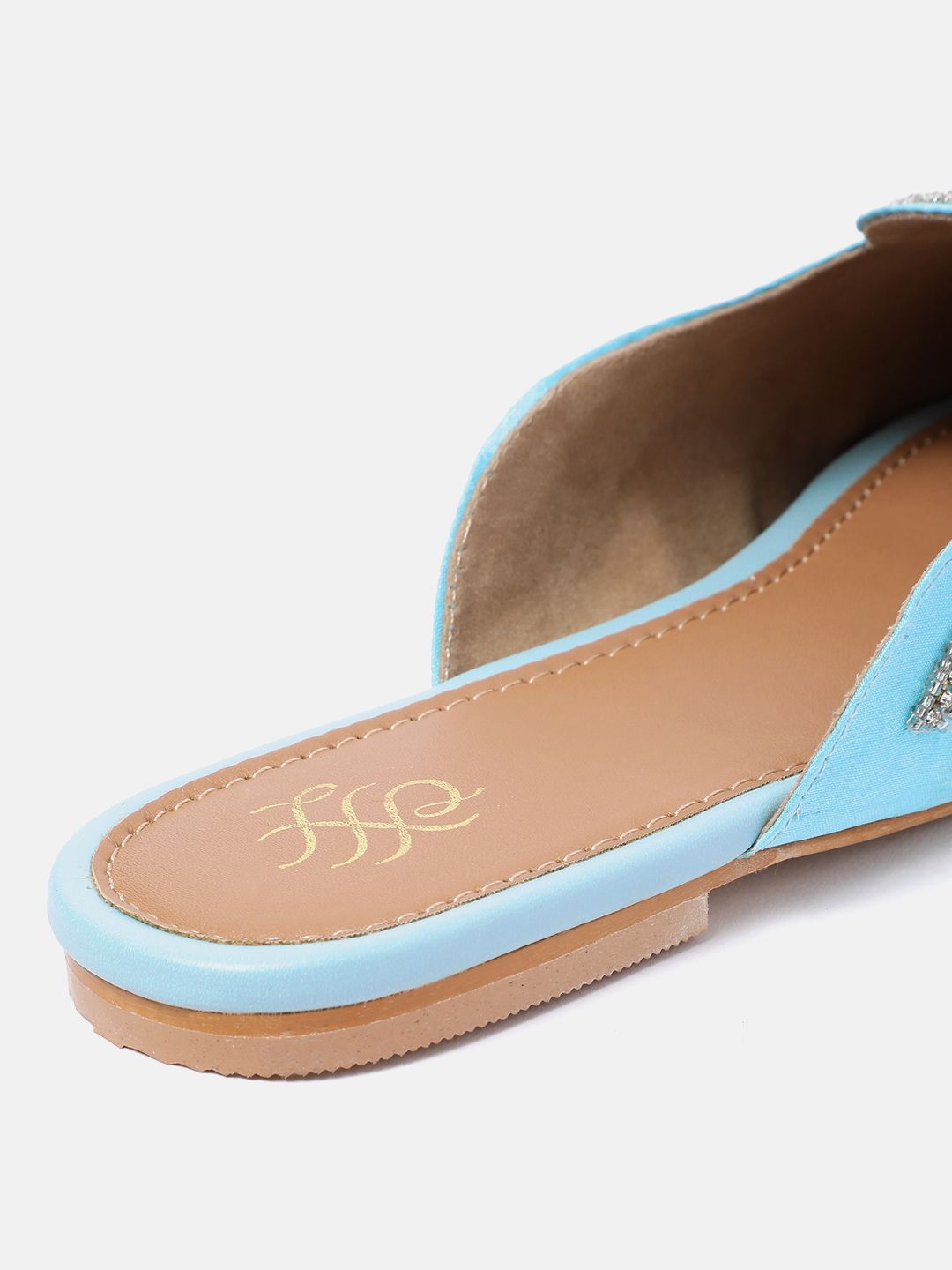 House of Pataudi Leather Embellished Ethnic Mules