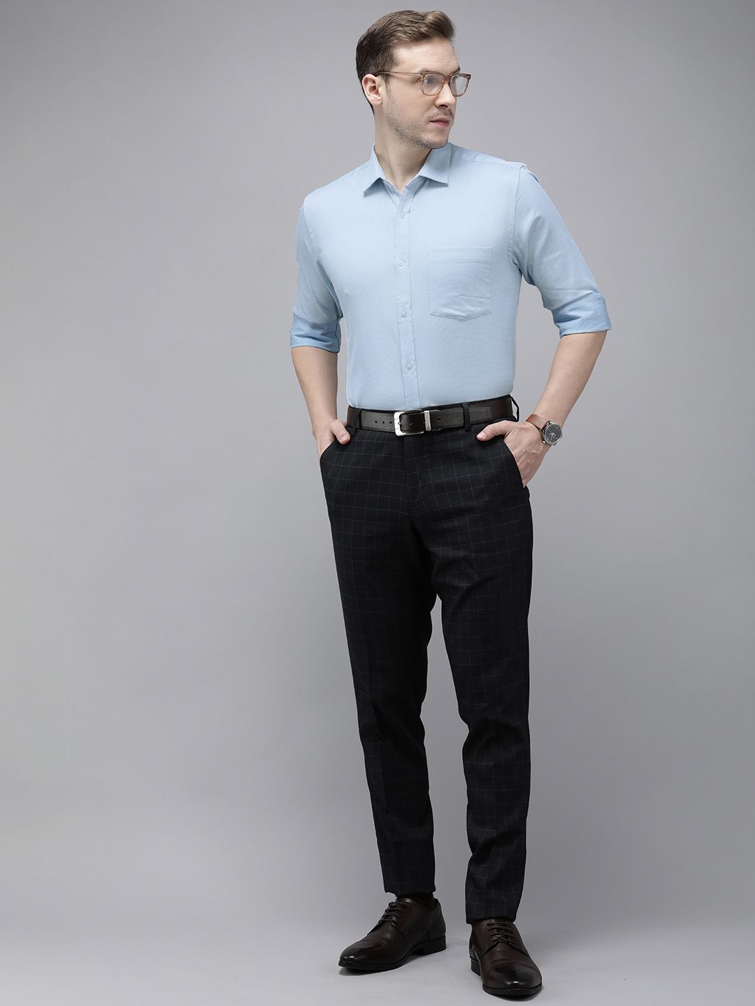 Park Avenue Pure Cotton Self Design Textured Slim Fit Formal Shirt