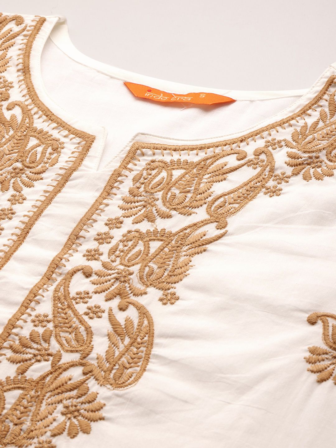 Indo Era Women Paisley Embroidered Pure Cotton Kurta