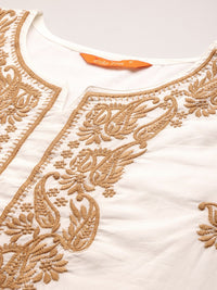 Indo Era Women Paisley Embroidered Pure Cotton Kurta