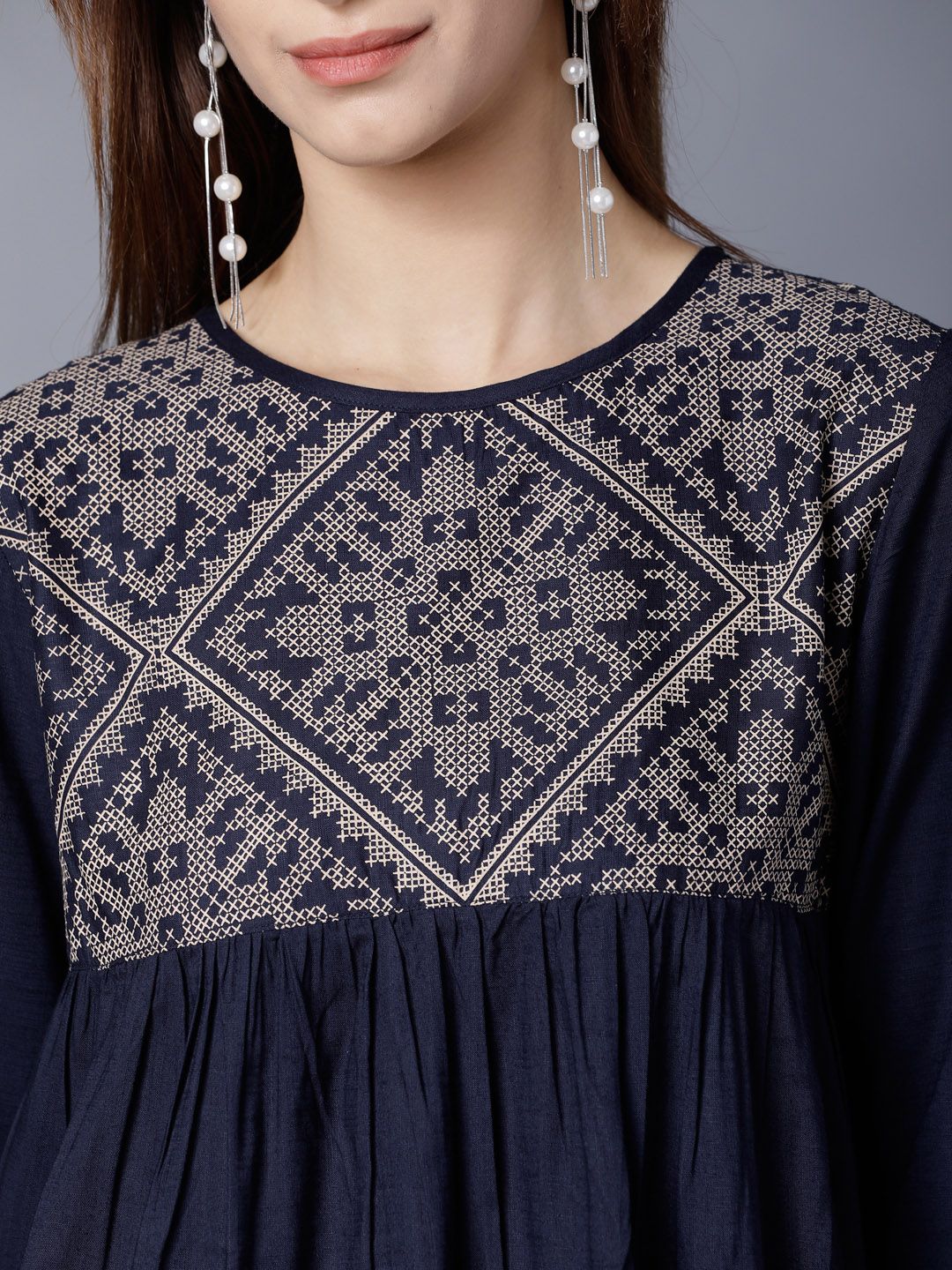 Tokyo Talkies Women Navy Blue Solid Top