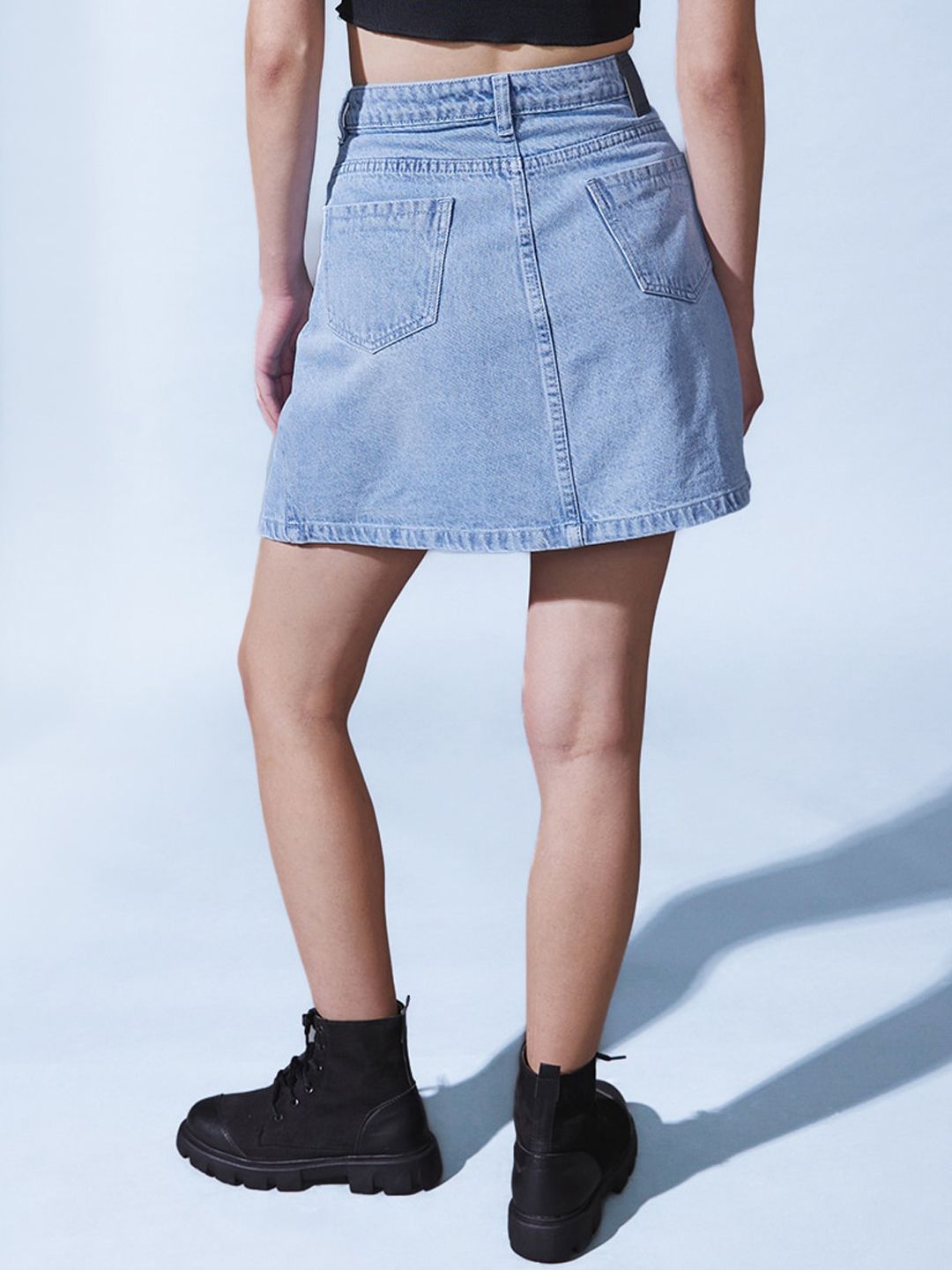STREET 9 Denim Flared Mini Skirt