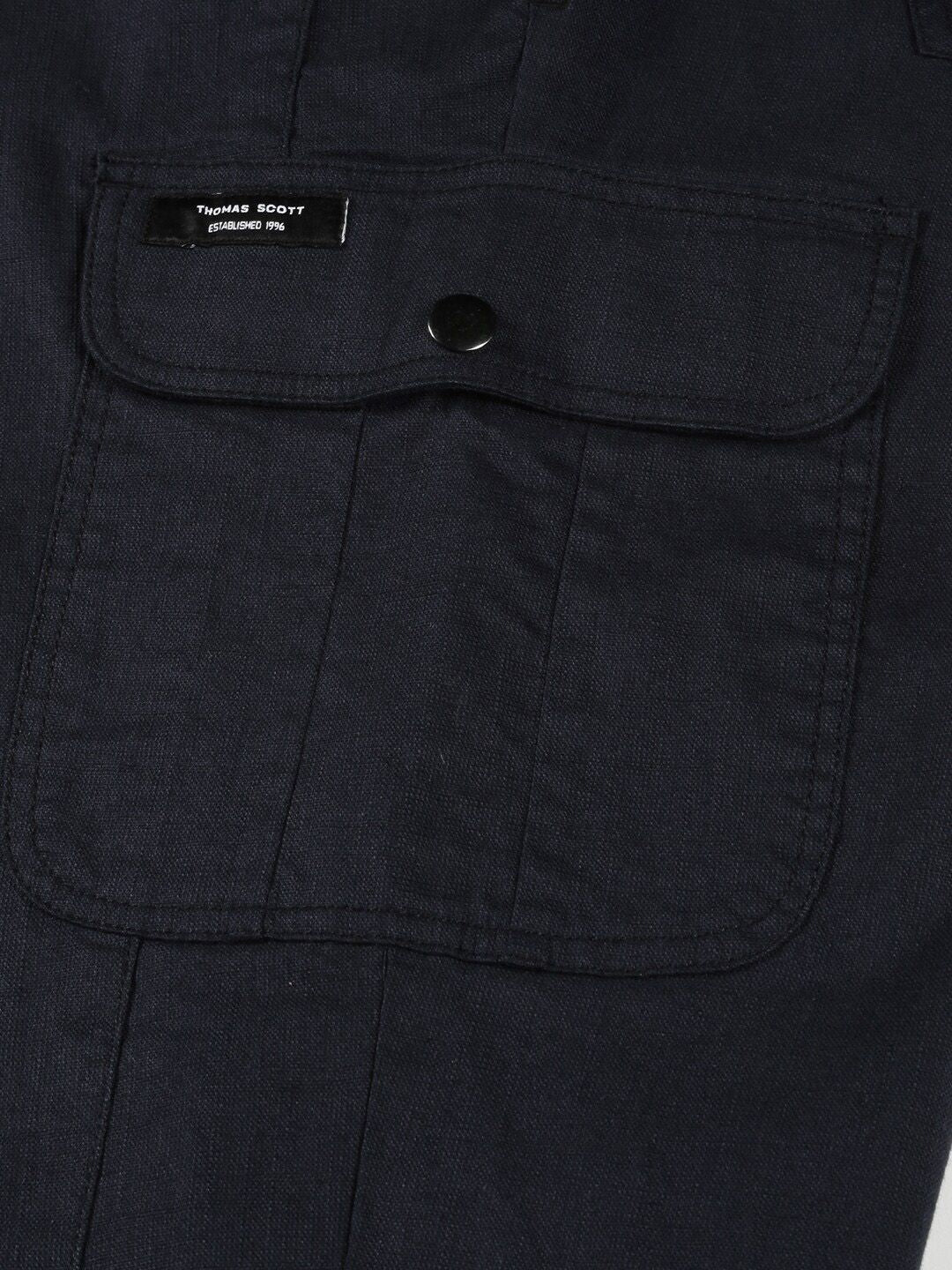 Thomas Scott Men Smart Slim Fit Linen Cotton Cargos Trousers
