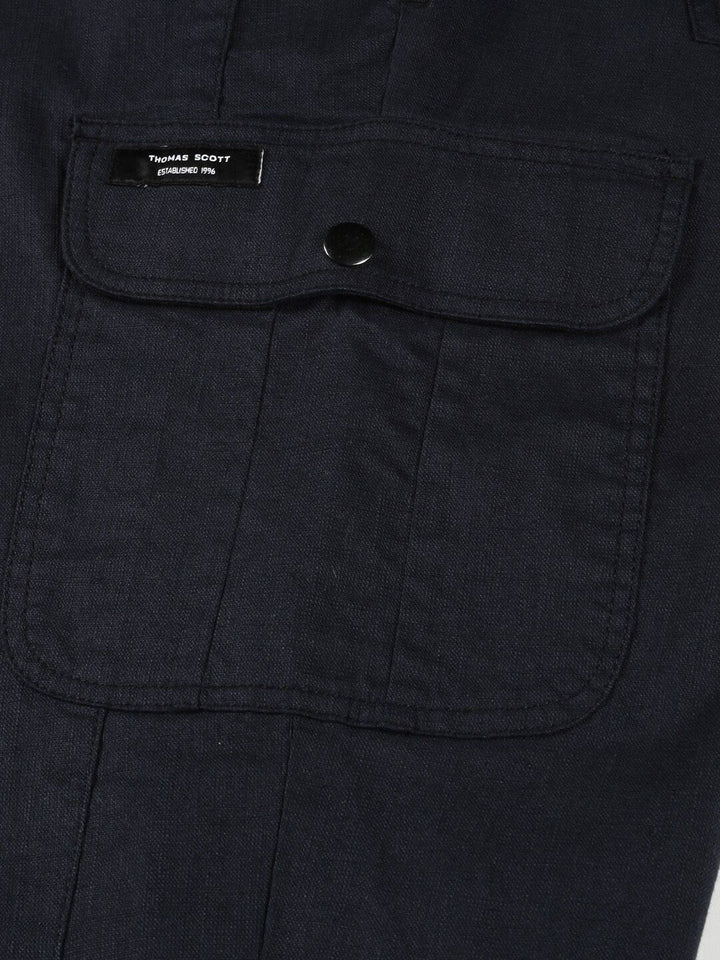 Thomas Scott Men Smart Slim Fit Linen Cotton Cargos Trousers