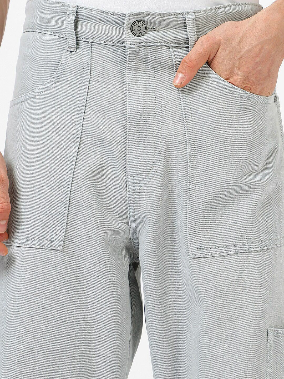 Urbano Fashion Men Loose Baggy Fit Washed Non-Stretchable Cargo Jeans