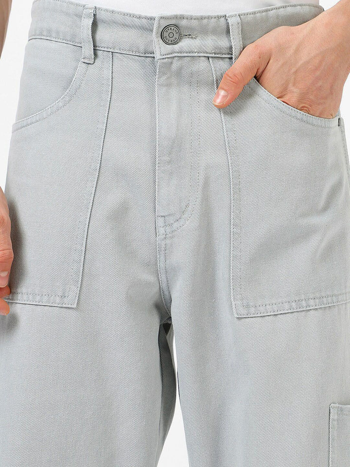 Urbano Fashion Men Loose Baggy Fit Washed Non-Stretchable Cargo Jeans