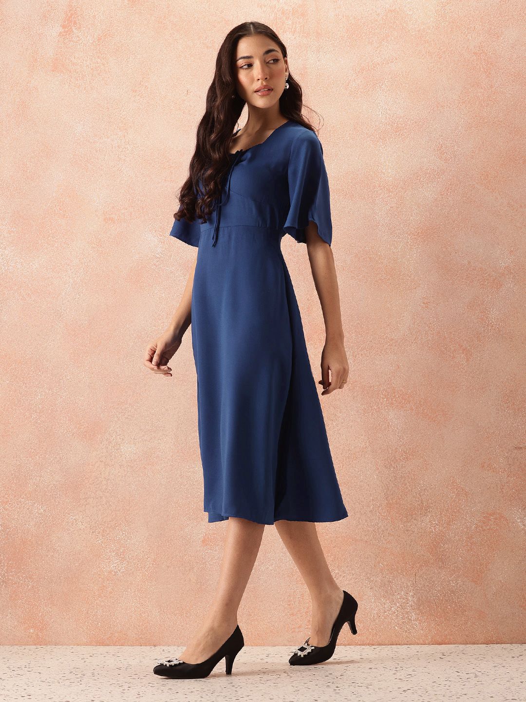 all about you Smocked Flared Sleeve A-Line Dress