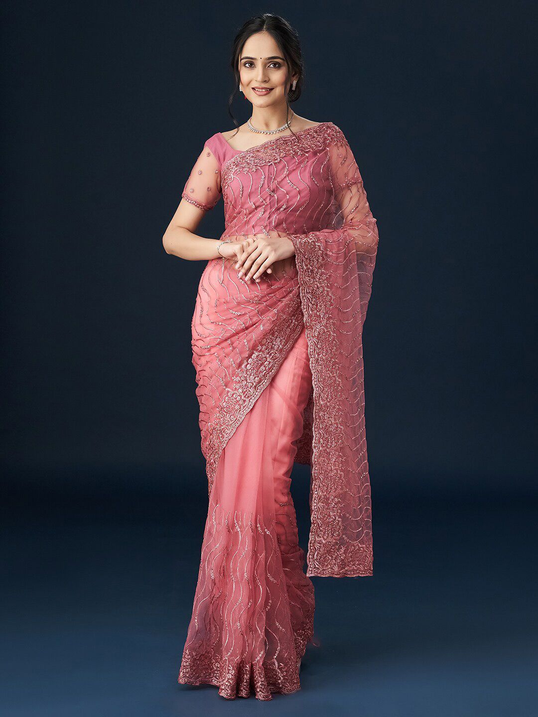 Saree Sulam Bunga kasee