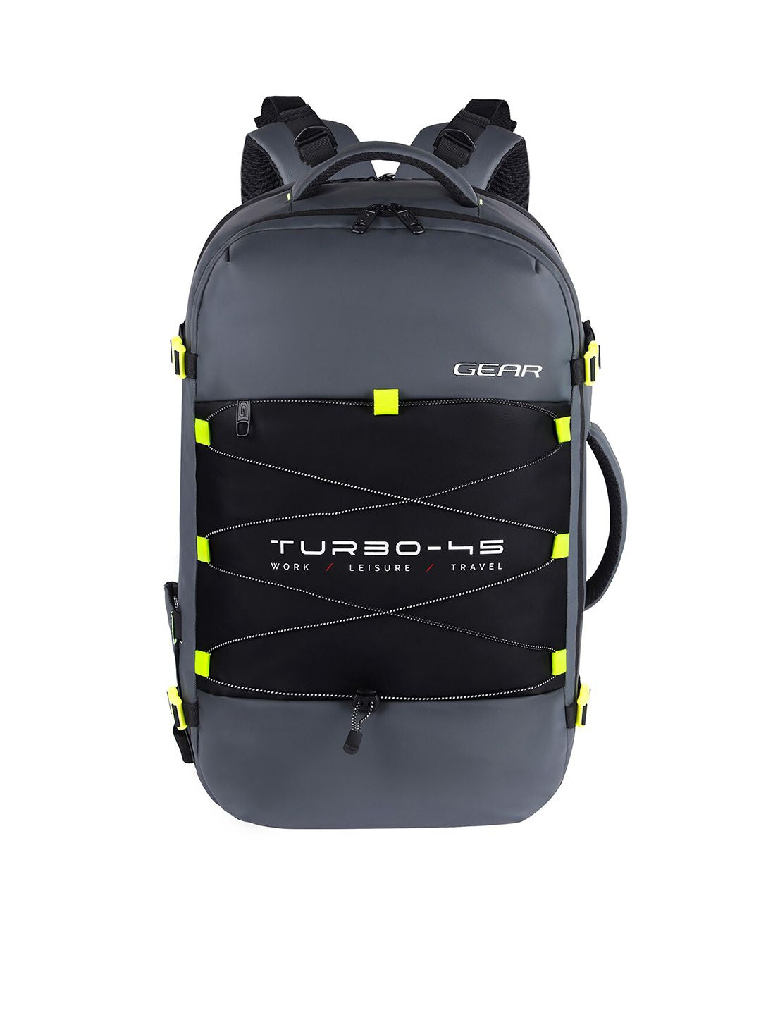 Gear Unisex Grey & Black Contrast Detail Backpack with Compression Straps