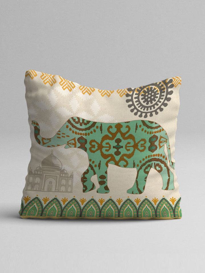 STITCHNEST Set of 5 Green & Red Ethnic Motifs Square Cushion Covers