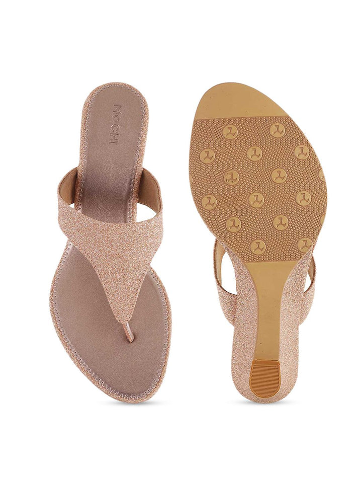 Mochi Women Gold-Toned Solid Heels