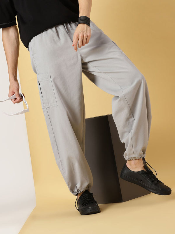 Thomas Scott Men Mid Rise Parachute Fit Pure Cotton Cargo Trousers