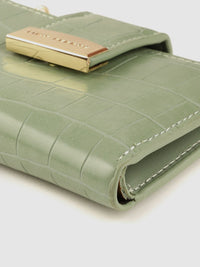 Lino Perros Women Sage Green Croc Textured Two Fold Wallet