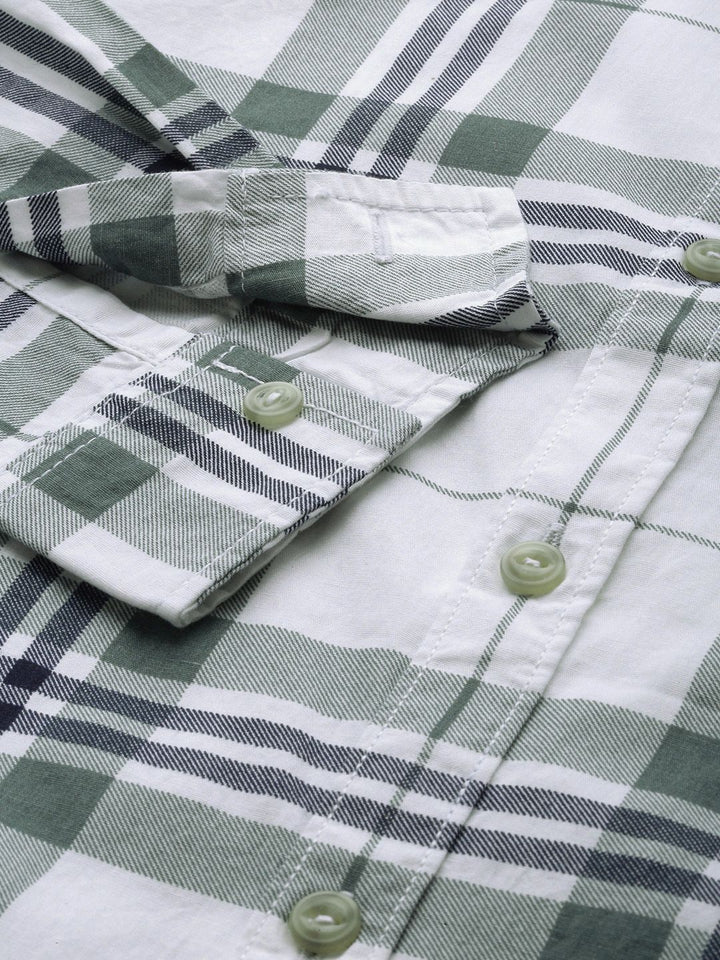 The Indian Garage Co Men White Checked Casual Shirt