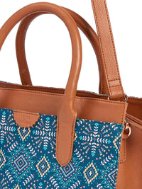 TEAL BY CHUMBAK Two Handles Ethnic Motifs Printed Structured Handheld Bag