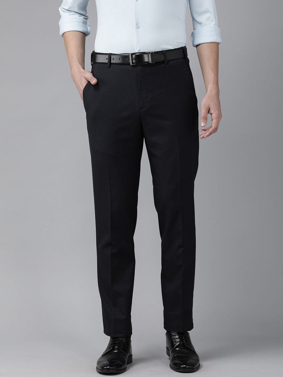 Park Avenue Men Navy Blue Trousers