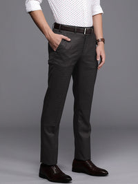 Raymond Men Mid-Rise Slim Fit Checked Formal Trousers