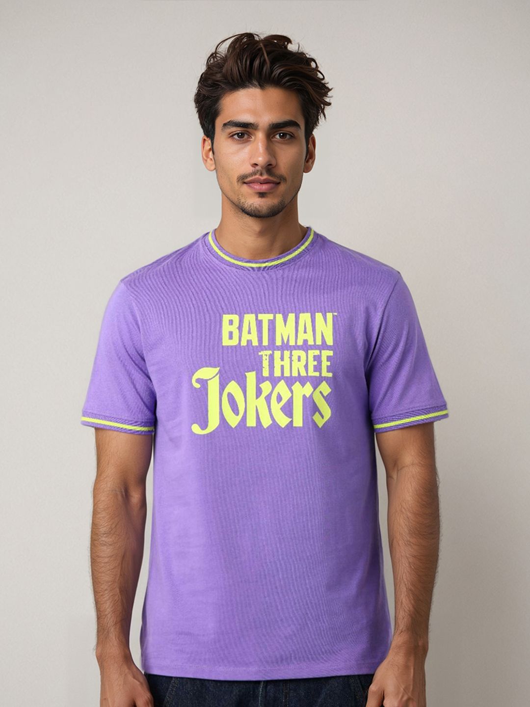 The Indian Garage Co Men Joker Typography Printed Round Neck Cotton Slim Fit T-shirt