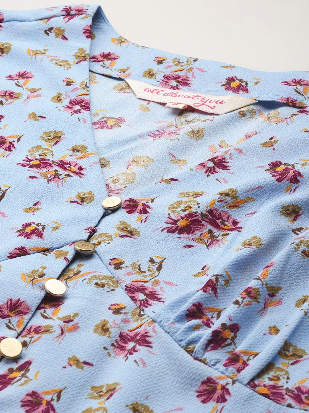 all about you Floral Print Puff Sleeves Empire Top
