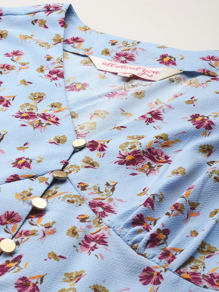 all about you Floral Print Puff Sleeves Empire Top