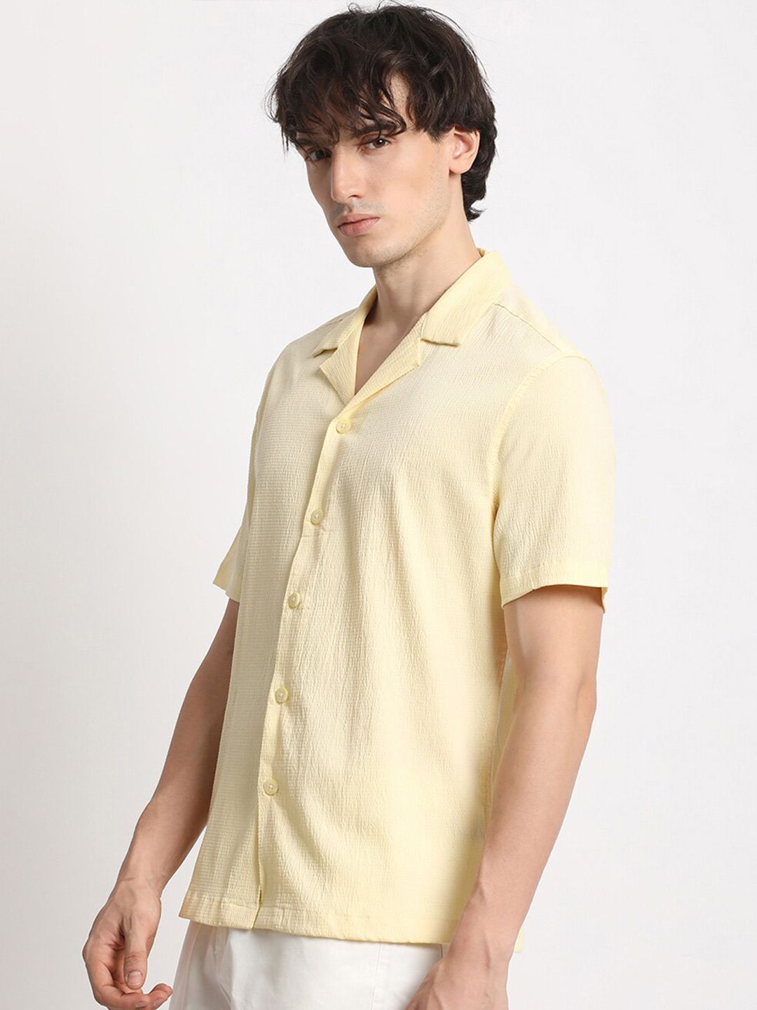 THE BEAR HOUSE Cuban Collar Solid Regular Fit Casual Shirt