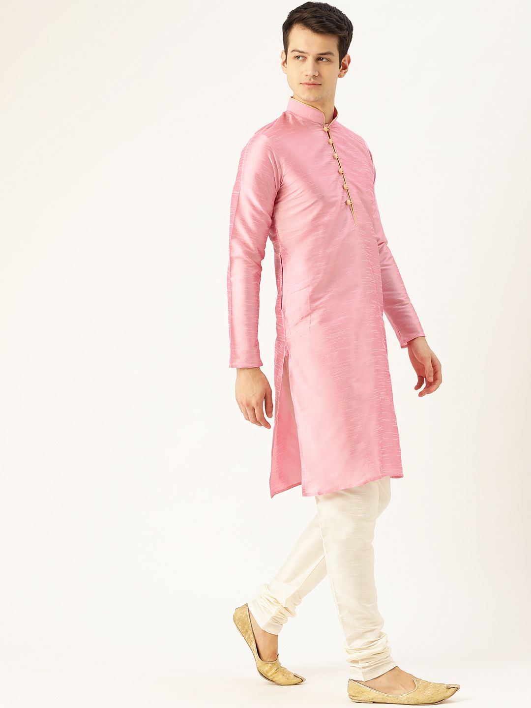 SOJANYA Men Pink Solid Kurta Lurus