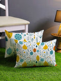 STITCHNEST Pack Of 2 Yellow & White Printed Rectangle Cushion Covers