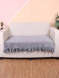 STITCHNEST Grey Self Design 3 Seater Sofa Cover