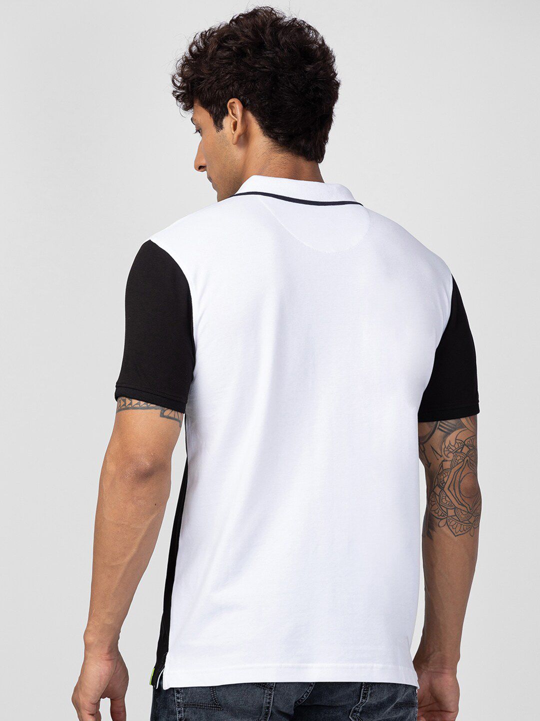 SPYKAR Men Colourblocked Polo Collar Slim Fit Cotton T-shirt