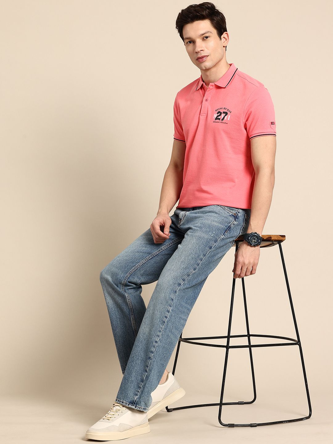 Being Human Polo Collar Pure Cotton T-shirt