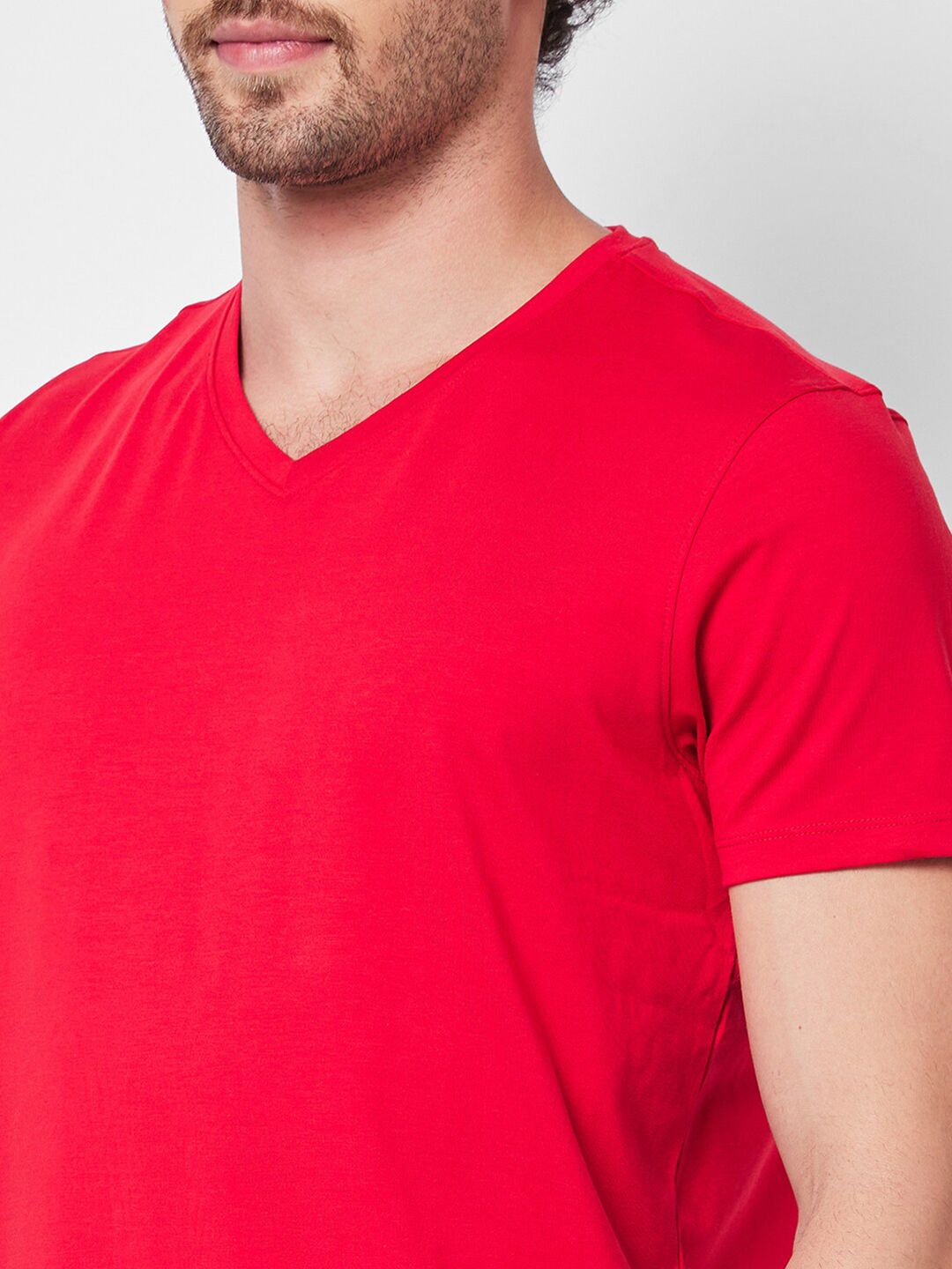SPYKAR V-Neck Cotton Slim Fit T-shirt