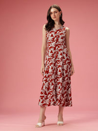 Dressberry Tropical Print A-Line Midi Dress